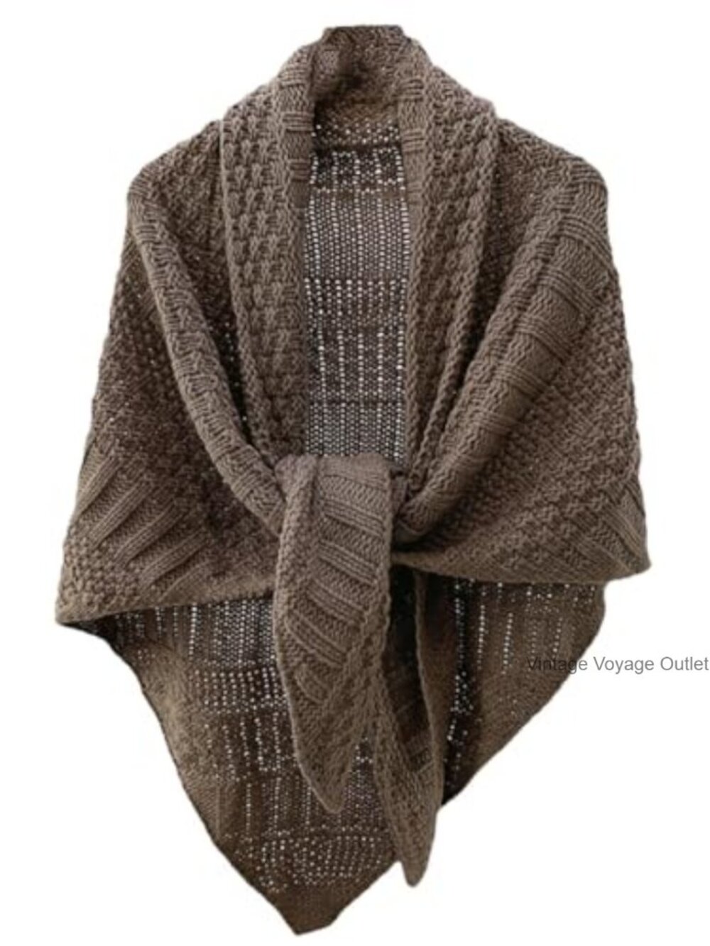 Women's Triangle Knotted Shawl Acrylic Knit Sweater Scarf Wrap Cape